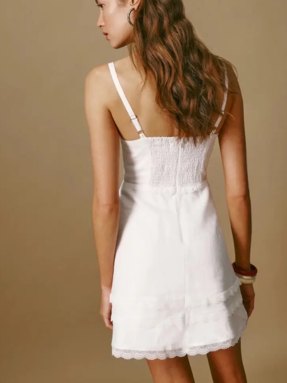 Reformation Arya White Linen Lace Corset Mini Dress Bridal Engagement Size 4 - Picture 4 of 15